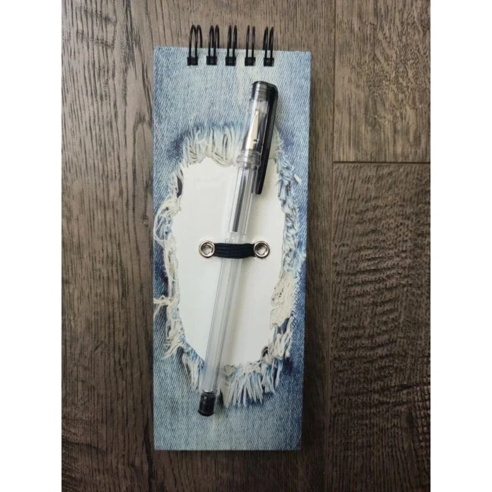 Denim Ripped Jeans Shopping List Pad with Pen Spiral Notebook